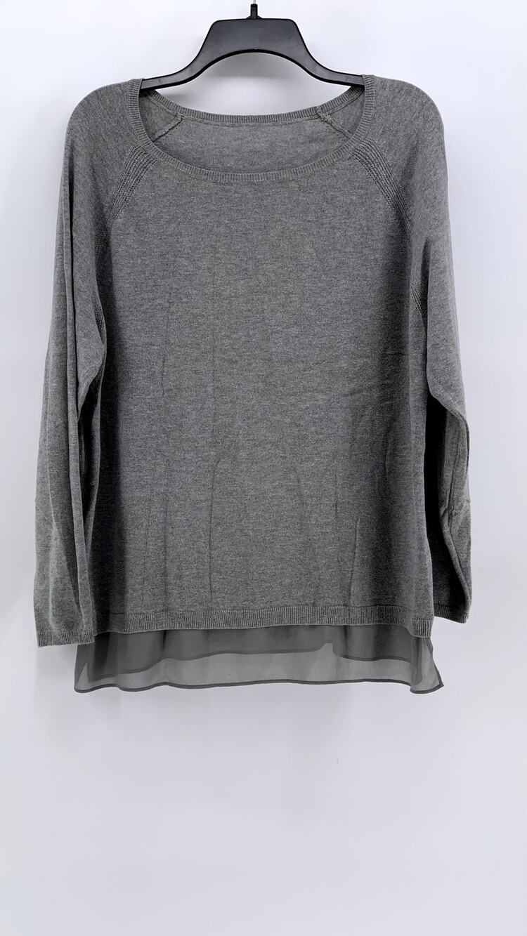 UNBRANDED Women's Gray Layered Scoop Neck Long Sleeve Top SZ M/L